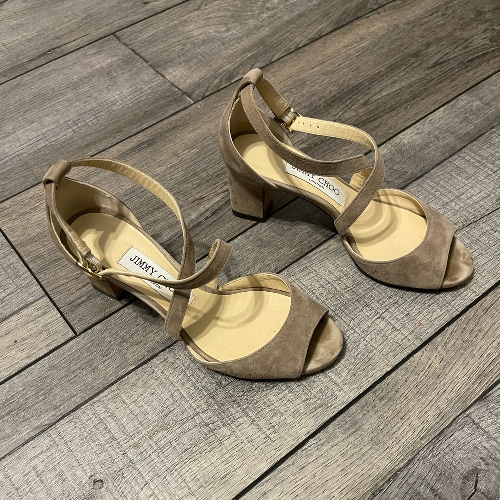 Jimmy Choo Tan Suede Women's Sandals size 35.5